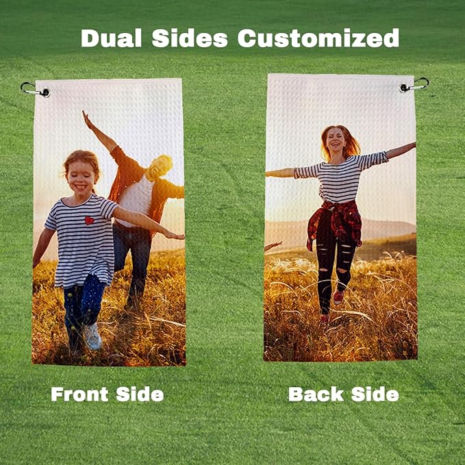 Custom Personalized Golf Towel 16"x40" Bulk 1-100Pcs, Customizable Logo Picture Photo Design Name Text Golf Towels for Golf Bags for Men and Women with Clip,Funny Golfing Gift for Golfers Golf Fans