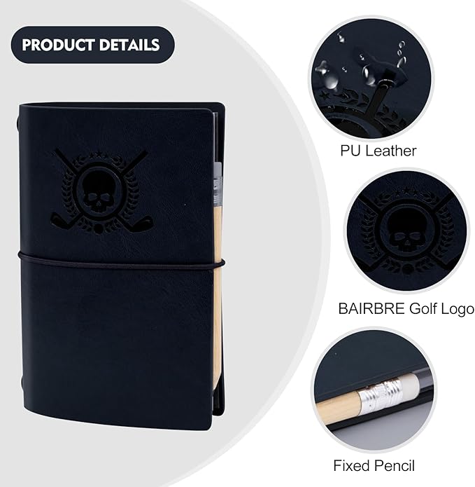 Golf Scorecard Book Leather Golf Yardage Book with Pencil Golf Score Book Golf Gift for Men&Women Sports and Outdoor Golf Club Accessories,Navy Blue