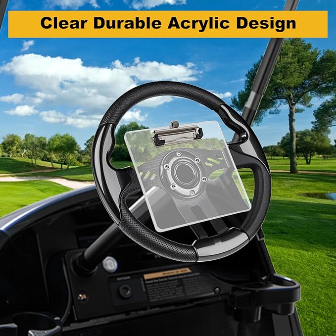 Golf Cart Scorecard Holder with Pen Holder on Golf Cart Steering Wheel for EZGO Club Car Yamaha Golf Carts（Note Do Not Include Golf Cart Steering Wheel