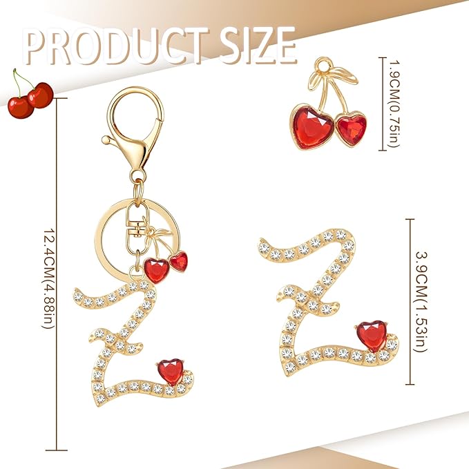 Gold Plated Alphabet Initial Letter Keyring Keychain for Women Girls Crystal Key Chains for Wallet Backpack Bag Charm