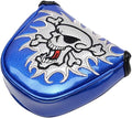 GOOACTION Skull Golf Club Heel Shafted Mallet Putter Cover Magnetic Closure Design Synthetic Leather Putters Headcover Blue