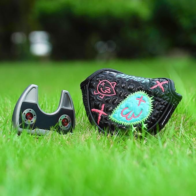Craftsman Golf DF3 Putter Cover Golf Headcover Center Shaft Birdie Design OZ1 Headcover Mallet Putter Cover with Magnetic Closure for Driver Mid Mallet Putter Heel Shafted