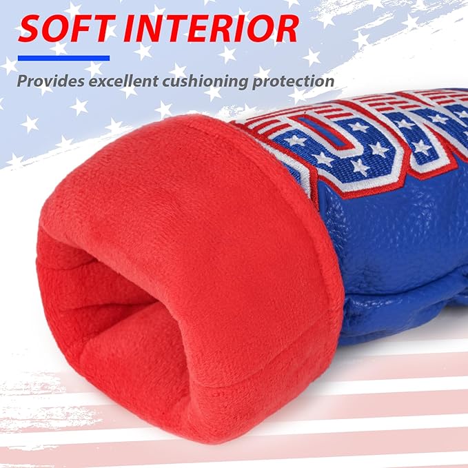 Craftsman Golf Headcover Set for Driver 3 5 Fairway Wood Hybrid Golf Club Head Cover, USA Flag Old Glory Design Golf Club Covers,Interchangeable Number Tag Offered