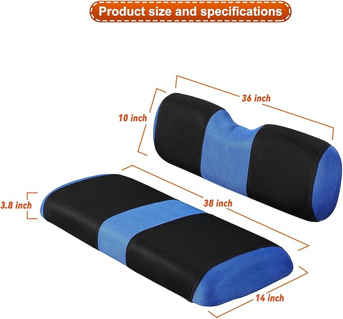 Universal Golf Cart Rear Seat Cover Dress Up for Older Golf Carts - Durable, Breathable Material, Fits Like a Glove for EZGO, Club Car and Yamaha, Easy to Install, Blue