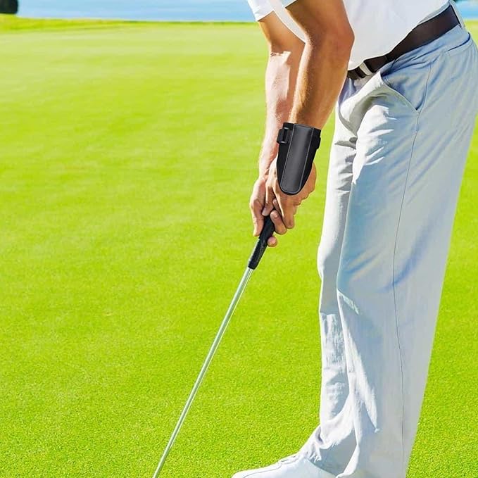 Golf Wrist Brace, Black Golf Swing Training Aid with Adjustable Straps, to Correct Wrist's Angle & Develop Muscle Memory for Beginner Golfers