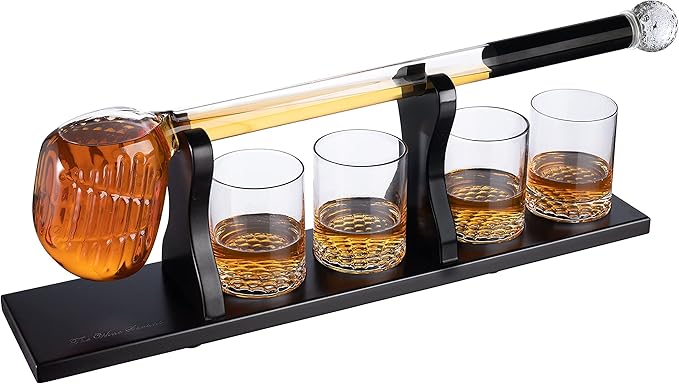 Golf Club Whiskey Decanter and 4 Liquor Glasses - Decanter & Glass Set - Golf Stick Gifts for Men - Unique Whiskey Decanter Set - Bourbon & Scotch Decanter for Serving Alcohol - Golfer Gifts for Dad