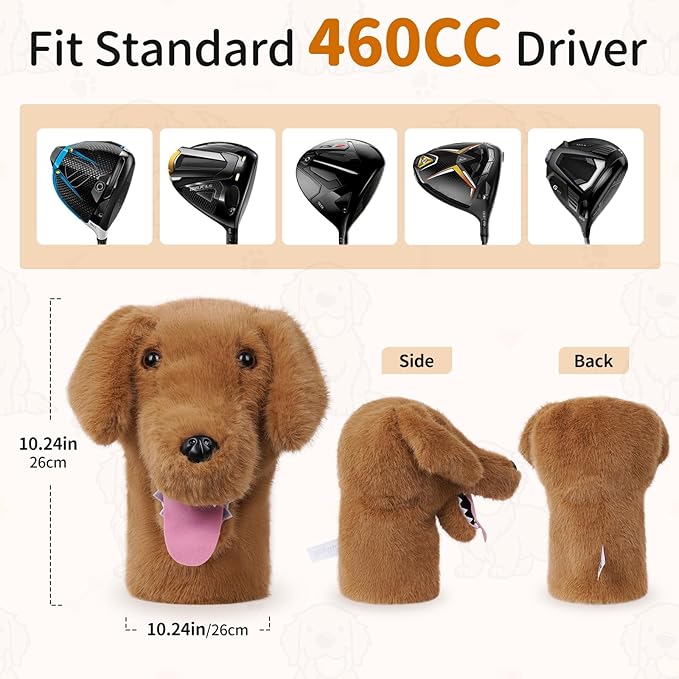 Craftsman Golf Golden Retriever Yorkshire Terrier Bernese Mountain Dog Border Collie Soft Cute Soft Plush Animal Driver Wood Headcover Head Cover Travel Protector Gifts for Men Women