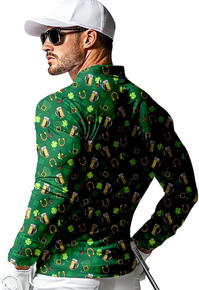Men's Long Sleeve Golf Shirt Quick Dry 3 Button Work Fishing Outdoor Casual Collar Shirt