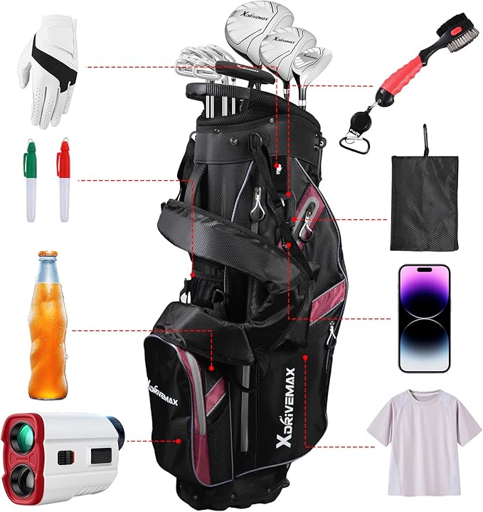 Golf Stand Bag, Lightweight Golf Bag with 8-Way Top Dividers, Golf Bag for Men & Women with Adjustable Dual Strap, Rain Cover, Cooler and Golf Accessory Kit