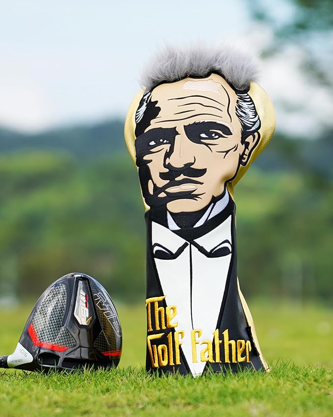 The Golf Father Golf Club Covers, Driver Fairway Hybrid Headcover, Funny Putter Cover Magnetic, Black & White Color Iron Covers,Golf Gifts for Men