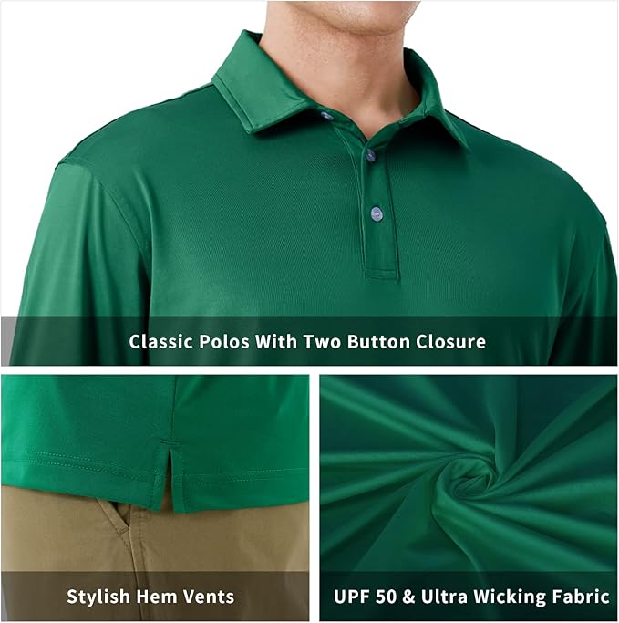 NAVISKIN Men's Polo Shirts Long Sleeve Golf Shirts with Collar UPF 50 SPF Shirt for Men Quick Dry Moisture Wicking