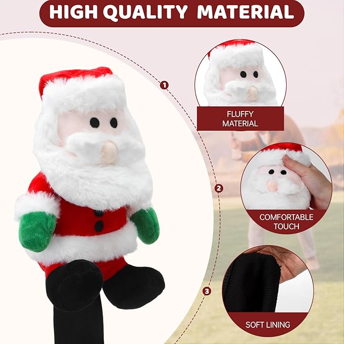 Christmas Golf Club Covers, Fun Plush Headcovers with Soft Protection for Fairway Wood Clubs, Festive Golf Gift for Men and Women