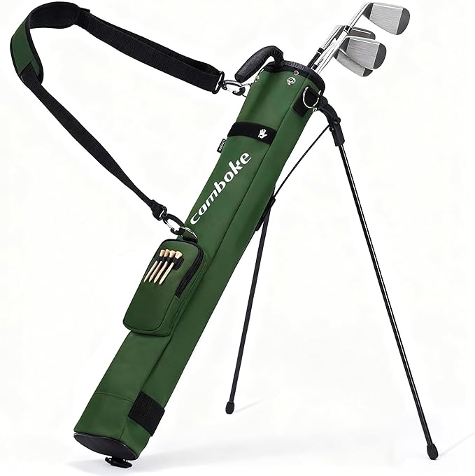 Lightweight Golf Stand Bag, Portable Golf Carry Bag with Stand, 2-Way Divider Practice Bag with Padded Strap, Compact Pencil Golf Bag for Driving Range, Par 3 & Short Rounds