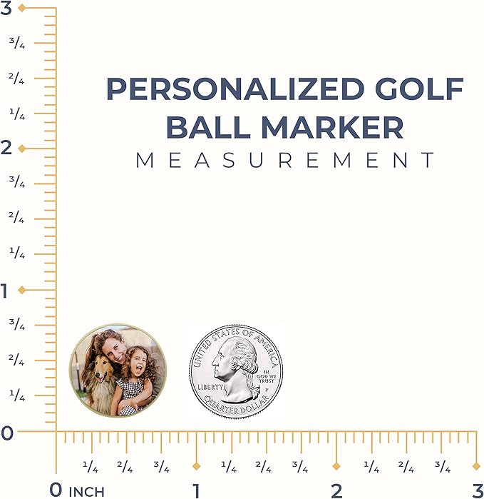 Personalized Golf Ball Marker - Custom Photo & Engraving Golf Ball Marker for Men & Women, Customizable Golf Ball Marker with Photo, Golf Gifts, 3/4 in x 3/4 in, Stainless Steel or Yellow Gold Plated