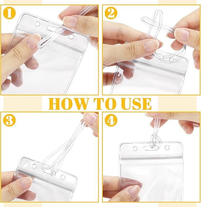 24 Pieces Plastic Luggage Bag Tag Holder Badge Label Tag Holder Clear ID Card Holder with 24 Pack Luggage Tag Loop Straps for Office Business Travel Supplies