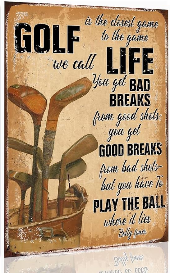 Golf Decor Signs Wall Art Golf Life Metal Tin Sign Vintage Golf Poster Golf Decoration For Home Man Cave Decor Golf Office Decoration Outdoor Indoor 8x12 Inch