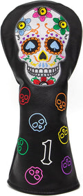 Montela Golf Club Covers,Colorful Skeleton Putter Cover Driver Covers Fairway Wood Headcover Hybrid Cover Leather Blade Putter Headcover Mallet for Brand