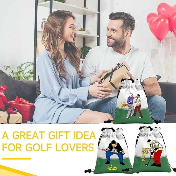 Artpreti Funny Golf Valuables Pouch,Golf Pouch Bag with Drawstrings Golf Tee Bag Pouch Leather Tee Ball Bag for Men Women - Tap Tap Taparoo