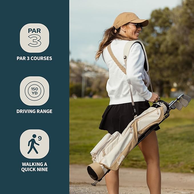 The Original Sunday Golf Loma Bag – Lightweight Golf Bag with Strap & Stand, Easy to Carry Pitch n Putt Stand Bag for Driving Range, Par 3 & Executive Courses, 31 Inches