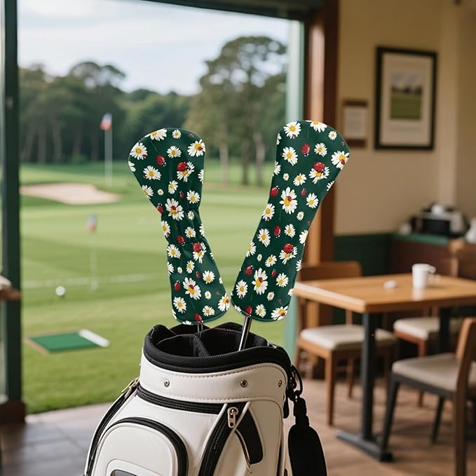 Golf Club Head Covers for Club Protective, Waterproof PU Leather Driver Fairway Wood Hybrid Head Cover