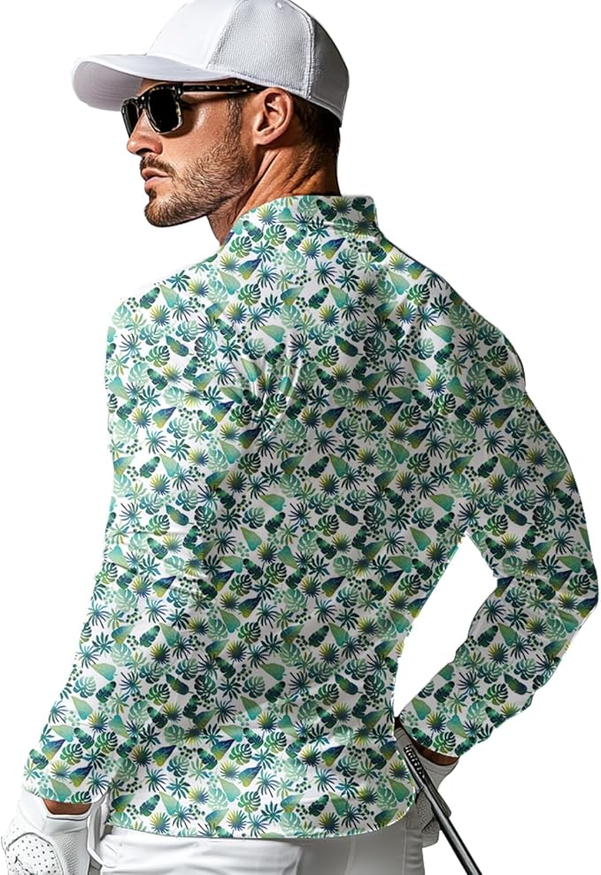 Men's Long Sleeve Golf Shirt Quick Dry 3 Button Work Fishing Outdoor Casual Collar Shirt
