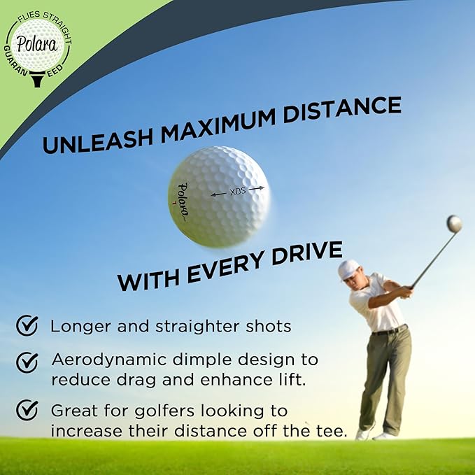 Polara Golf Self-Correcting Golf Balls – Soft Feel, Anti-Slice & Hook Correction, Exceeds USGA Limits, Dimple Pattern, High-Performance Balls for Men & Women