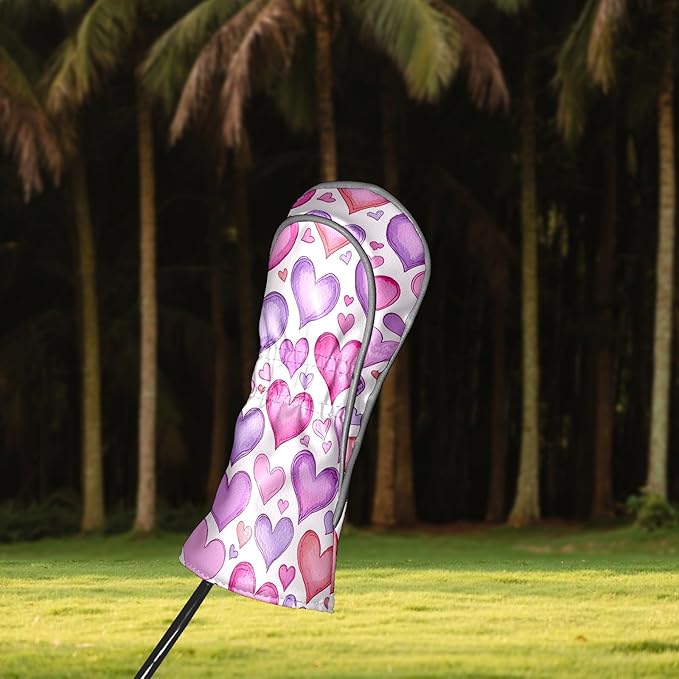 Golf Driver Head Covers Fairway Wood Headcovers, Premium Leather Golf Club Covers with Anti-Scratch Lining 1/3/5 Wood Cover for Golf Clubs for Women Men (Marble Blue)