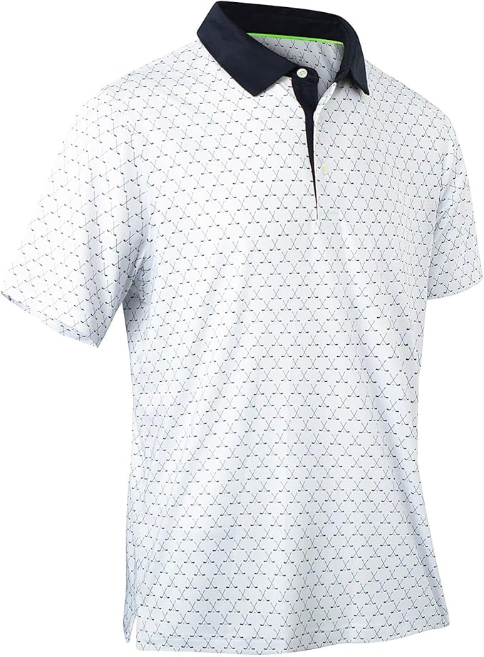 Mens Golf Shirts Quick Dry Moisture Wicking Casual Short Sleeve Performance Athletic Print Collared Stylish Men Polo Shirt