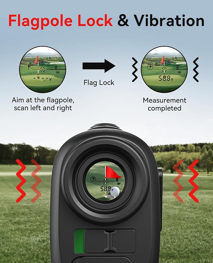 Range Finder Golf, 1200 Yards Rangefinder with Slope, Magnetic Stripe, 7X Magnification, IP54 Water Resistant, Rechargeable Battery, Flag Pole Locking Vibration, Golf Accessories for Men Women