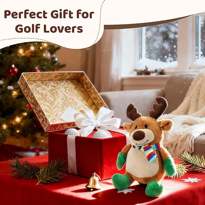 Christmas Golf Club Covers, Fun Plush Headcovers with Soft Protection for Fairway Wood Clubs, Festive Golf Gift for Men and Women