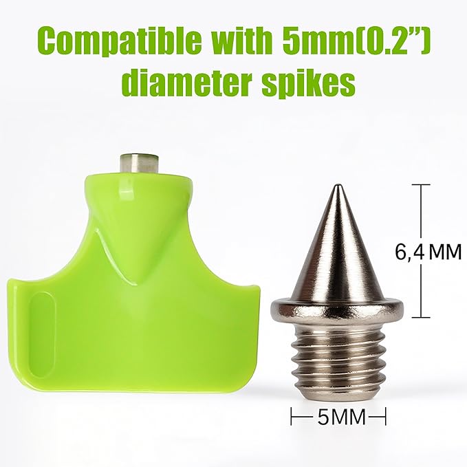 2pcs Spike Wrench Track Tool for Shoes, Steel Sports Shoe Replacement Nail Puller and Field Outdoor Running Studs Cleats Removing Aid Tool (Green)