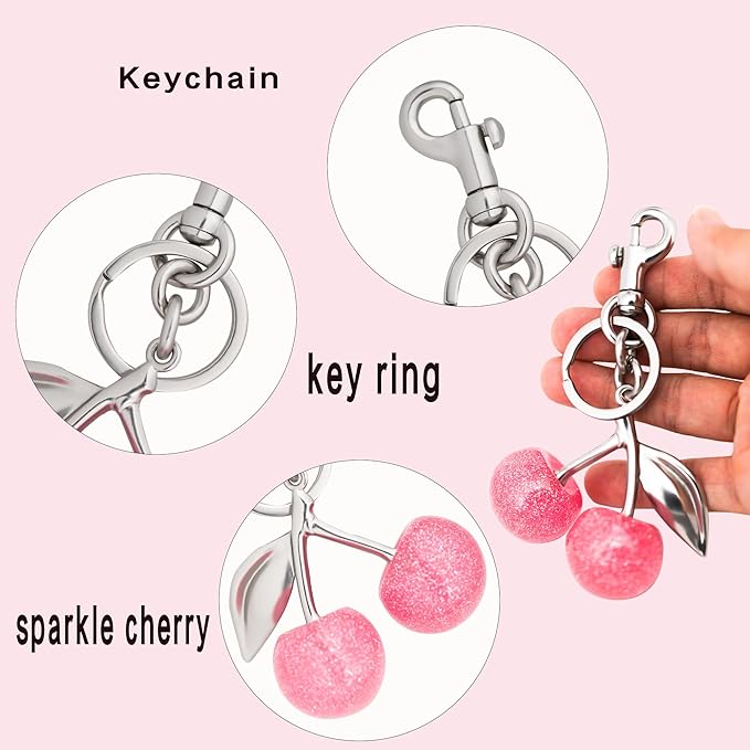 Cherry Bag Charm Purse Handbag Charm Cherry Car Accessories KeyChain Gift for Women Mothers Day Christmas Valentine