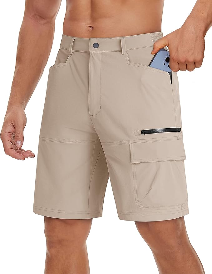TACVASEN Men's Summer Outdoor Shorts Quick Dry Cargo Casual Work Hiking Shorts (NO Belt)