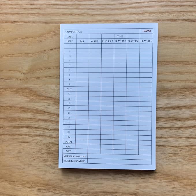 Golf Scorecards 20-Pack – Dual-Sided Tournament & Stats Tracking Score Card for 4 Players, USGA Size 3.9"x5.9", Premium White Paper – Ideal for Practice, Competitions & Gifts