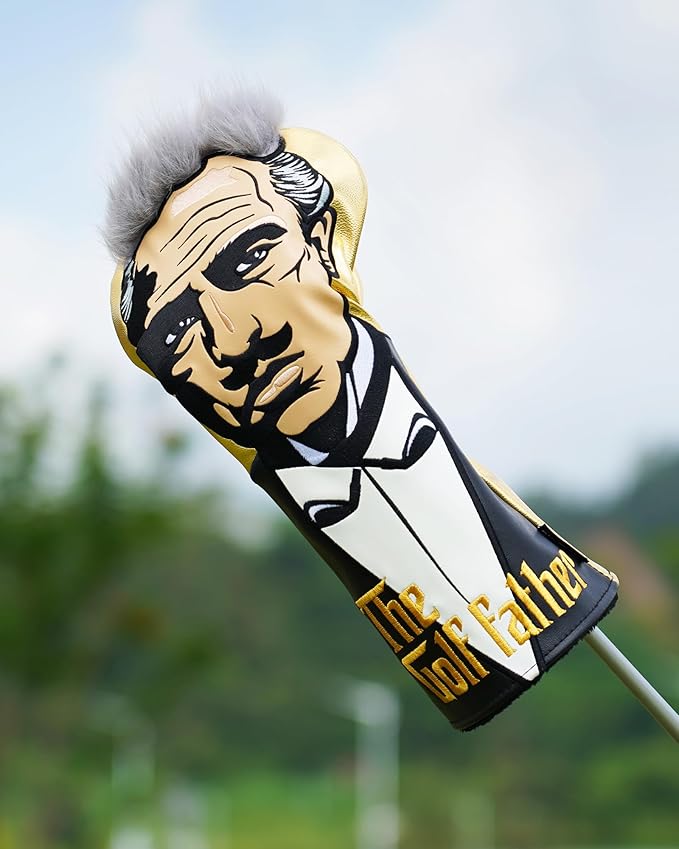 The Golf Father Golf Club Covers, Driver Fairway Hybrid Headcover, Funny Putter Cover Magnetic, Black & White Color Iron Covers,Golf Gifts for Men