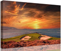 Pebble Beach Golf Course Hole 7 Wall Art for Living Room Bedroom Bathroom Home Decorations Monterey California USA Golf Course Picture Poster Framed Artwork Canvas Prints Ready to Hang(12''H x 16''W)