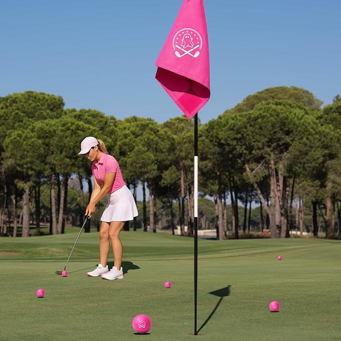 Ghost Pink Funny Golf Balls for Women – Shocked Emoji Face, High-Visibility Pink, Sleeve of 3 Novelty Practice Balls, Cute Golf Gift for Her, Ladies & Girls