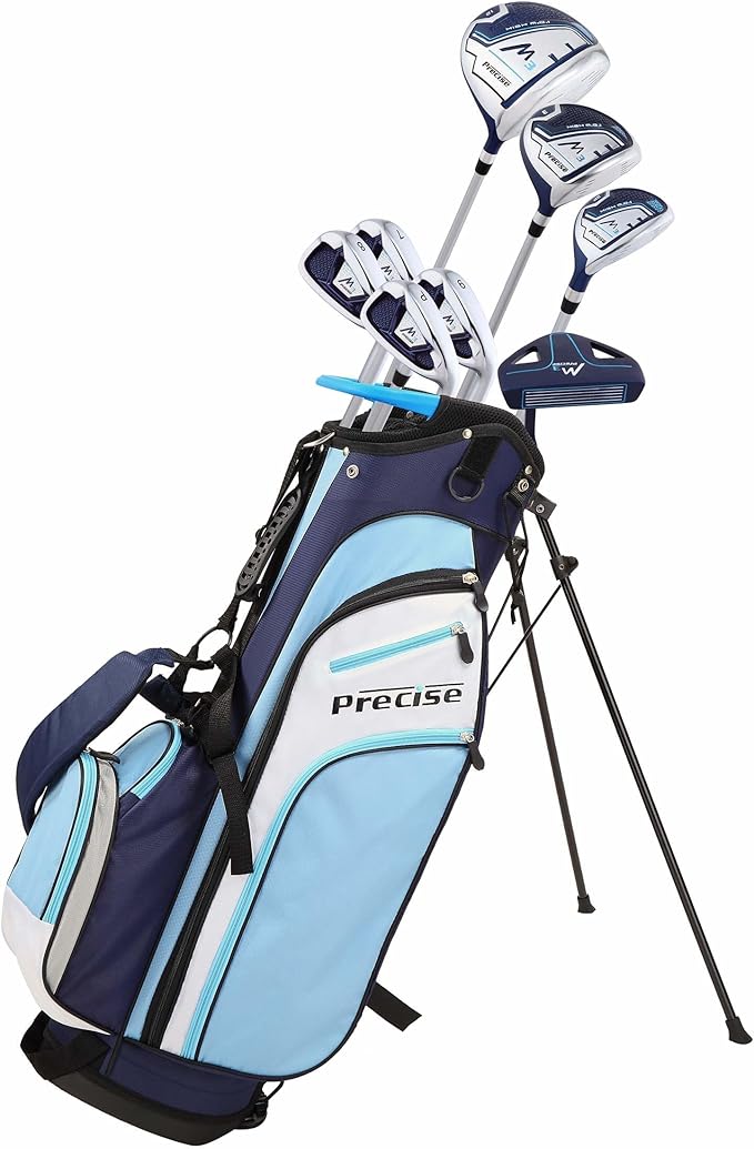 Precise M3 Complete Womens Golf Clubs Set, Includes Driver, Fairway, Hybrid, 7-PW Irons, Wedge, Putter, Stand Bag, 3 H/C's Blue, Golf Clubs Women Right Handed, Regular or Petite Size