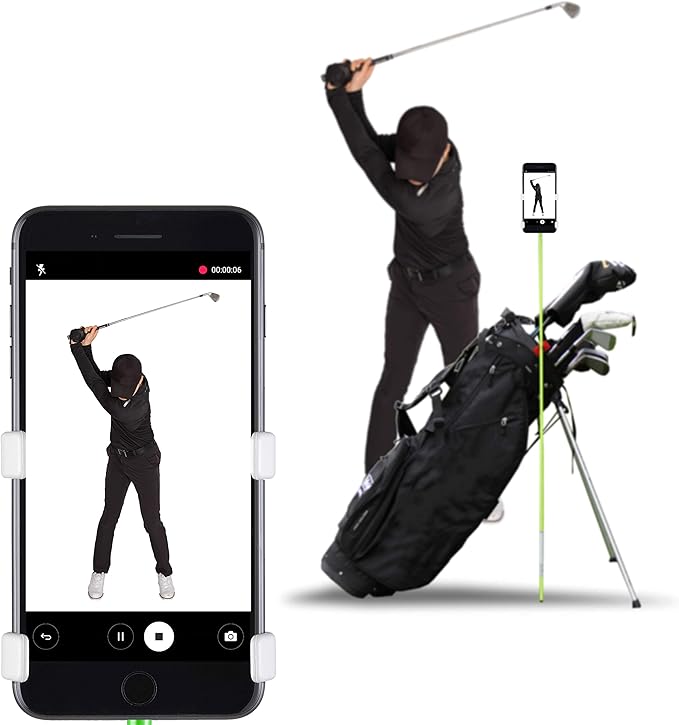 SelfieGOLF Record Golf Swing - Cell Phone Holder Golf Analyzer Accessories | Winner of The PGA Best Product | Selfie Putting Training Aids Works with Any Golf Bag and Alignment Stick