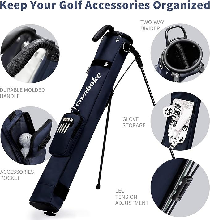 Lightweight Golf Stand Bag, Portable and Durable Golf Carry Bag with Padded Strap and Pocket, Sunday Bag for The Driving Range, 2-Way Divider Practice Bag for Men and Women