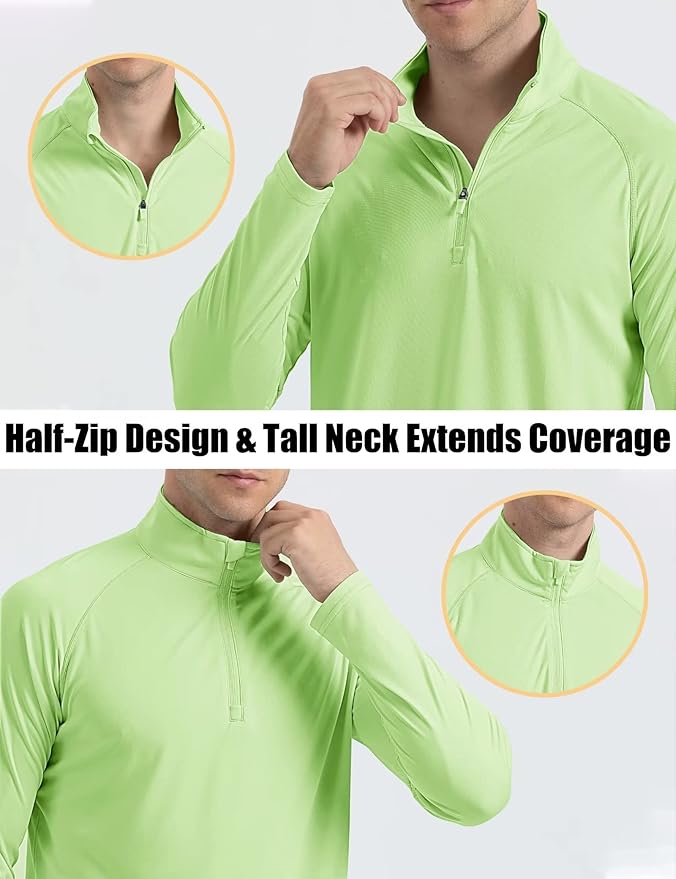MAGCOMSEN Men's Long Sleeve Sun Shirts UPF 50+ Tees 1/4 Zip Up Fishing Running Rash Guard T-Shirts Outdoor Shirt