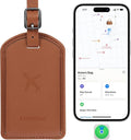 Luggage Tags Built-in Anti-Loss Tracker, Luxury Leather Luggage Tags for Suitcase, Travel Bags, Backpacks, Travel Organizer for Lost Baggage Prevention (Brown)