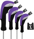 Andux 4pcs/Set Mesh Golf 460cc Driver Fairway Wood Club Head Covers Long Neck with No. Tags