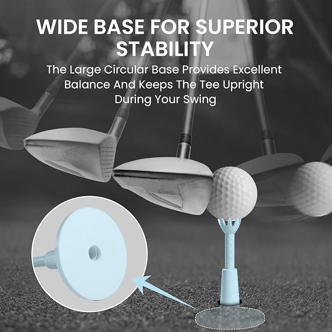 Amy Sport Golf Rubber Tee Adjustable Value 3 or 6 Pack, Unbreakable Durable Tee for Mat Driving Range Indoor Simulator, Adjustable Height from 2.1" to 2.9"
