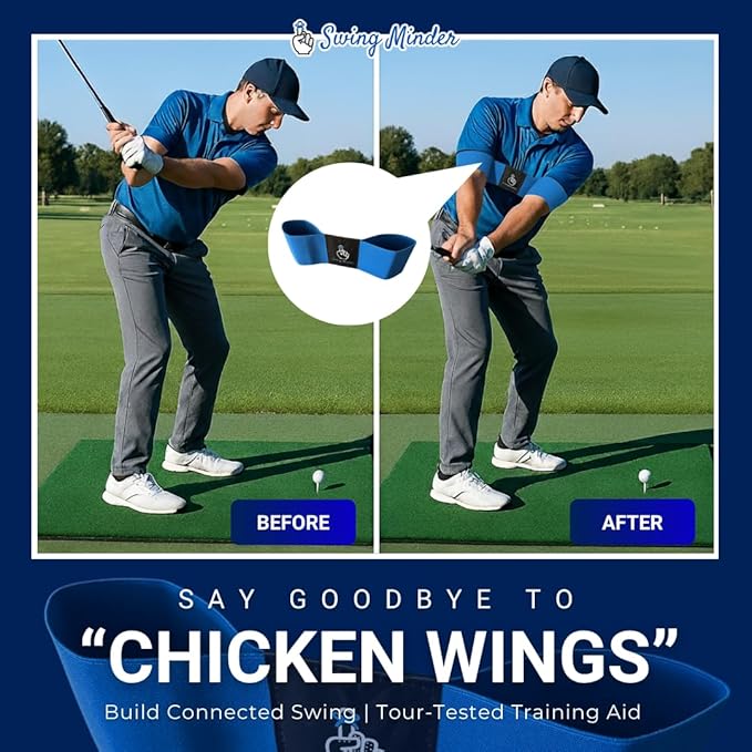 Swing Minder Connect Correct Golf Arm Band Training Aid for Swing Correcting - Portable Golf Swing Trainer Aid for Right/Left Handers