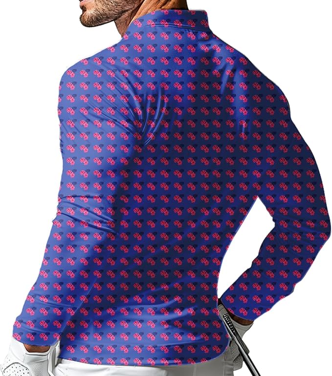 Men's Long Sleeve Golf Shirt Quick Dry 3 Button Work Fishing Outdoor Casual Collar Shirt