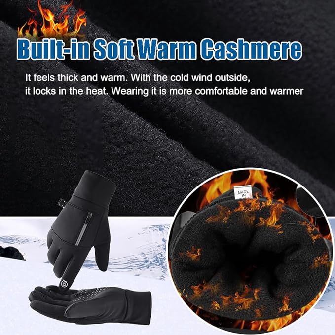 Winter Gloves for Men Women - Waterproof Thermal Glove for Cold Weather, Warm Gloves for Running Cycling, Snow Gloves with Touchscreen Finger