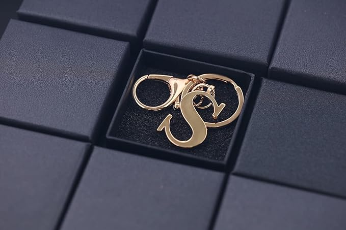 LAXPICOL Gold Letter A-Z Keychain for Women Bag Charms Purse Charms For Handbags Metal Alphabet Initial Letter Keychain