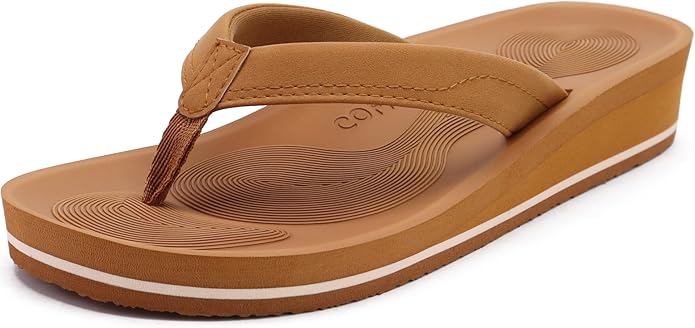 COFACE Flip Flops for Women With Comfortable Arch Support Ladies Fashion Platform Thong Sandals Soft Yoga Mat Sole For Beach/Indoor Outdoor