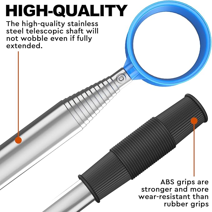 JKL 9Ft/12Ft Golf Ball Retriever for Water Telescopic, Stainless Steel Shaft, High Durability Double-Sided Ball Picker Upper Grabber, Golf Gifts for Golfers